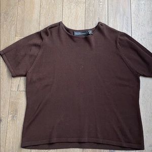 Dana Buchman Merino SS Sweater 2X Chocolate Brown